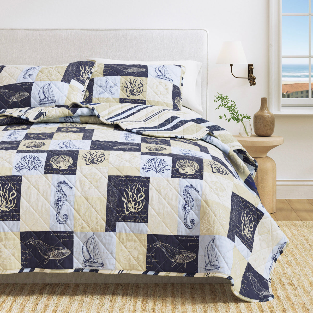 アクセサリー CAREERING QUILT 701 (SV) pierce Coastal Quilt Set | Caspian Collection by Great Bay Home