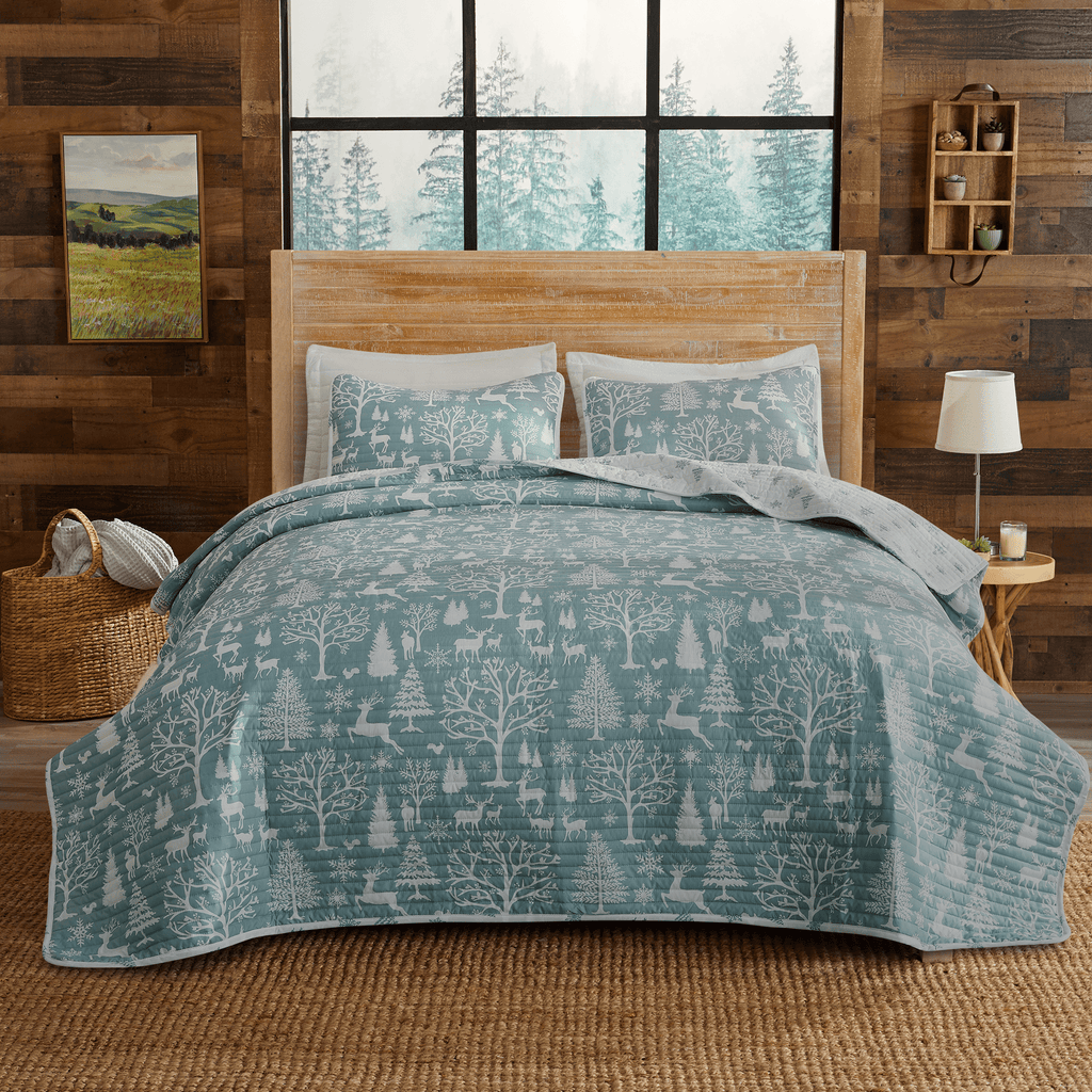Great Bay Home 3 Piece Lodge Woods Quilt - Winter Solstice Collection 3 Piece Lodge Woods Quilt Set | Winter Solstice Collection by Great Bay Home