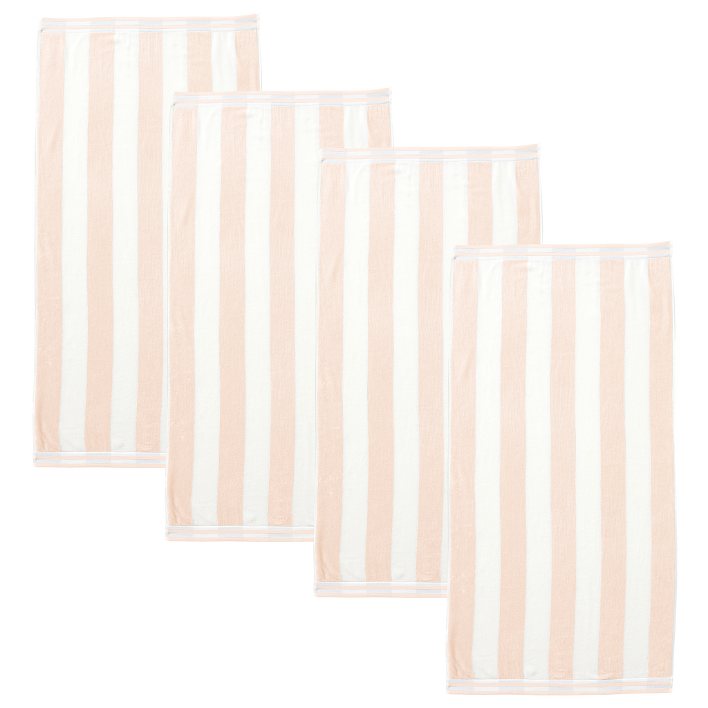 Great Bay Home 4 Pack - 30" x 60" / Light Blush 4 Pack Striped Cabana Beach Towel | Edgartown Collection by Great Bay Home 4 Pack Striped Cabana Beach Towel | Edgartown Collection by Great Bay Home