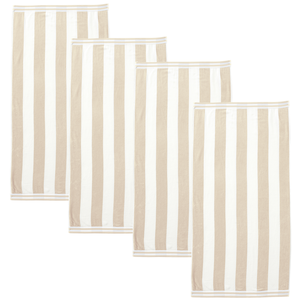 Great Bay Home 4 Pack - 30" x 60" / Linen 4 Pack Striped Cabana Beach Towel | Edgartown Collection by Great Bay Home 4 Pack Striped Cabana Beach Towel | Edgartown Collection by Great Bay Home