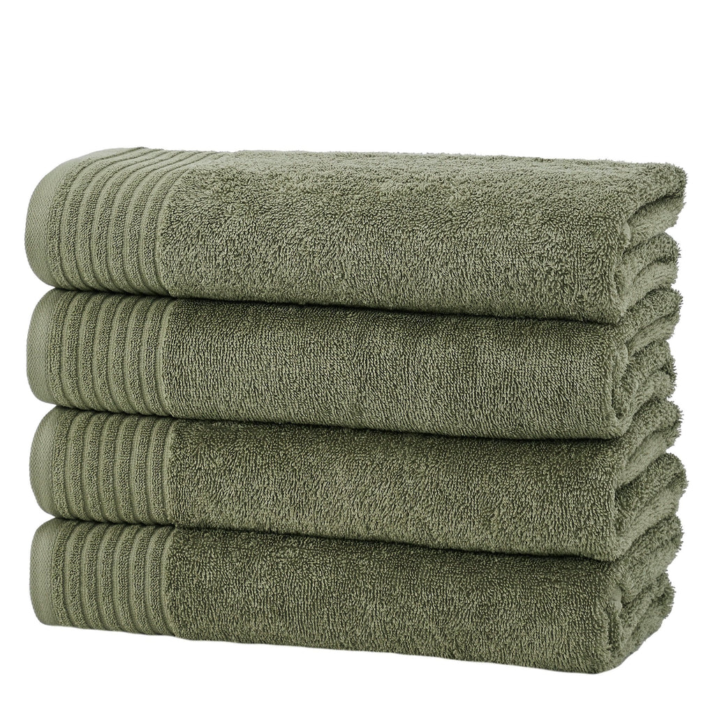Great Bay Home Bath Towels Olive 4 Pack Cotton Bath Towels - Kasper Collection
