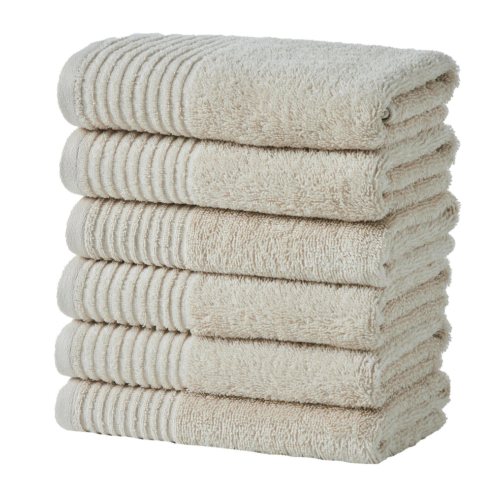 Great Bay Home Bath Towels Oatmeal 6 Pack Cotton Hand Towels - Kasper Collection