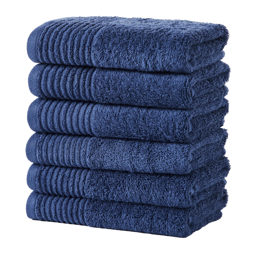 Great Bay Home Bath Towels Midnight Blue 6 Pack Cotton Hand Towels - Kasper Collection