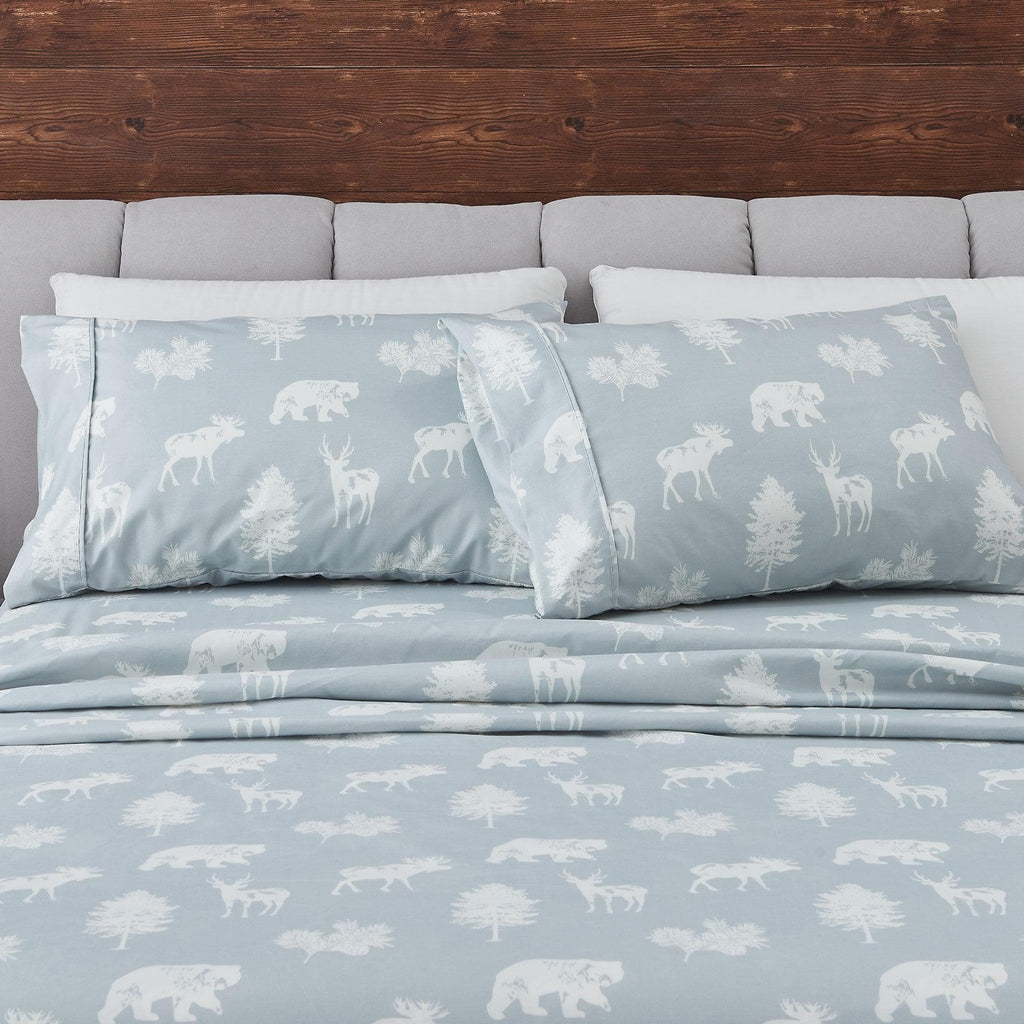 Great Bay Home Sheets Twin / Lodge - Forest Animal - Light Grey Lodge Microfiber Sheet Set | Mountain Ridge Collection by Great Bay Home Lodge Microfiber Sheet Set | Mountain Ridge Collection by Great Bay Home