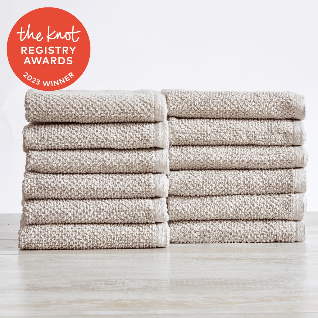 greatbayhome 12 Pack Cotton Textured Washcloths - Acacia Collection Ultra Absorbent Popcorn Bath Towels | Acacia Collection by Great Bay Home