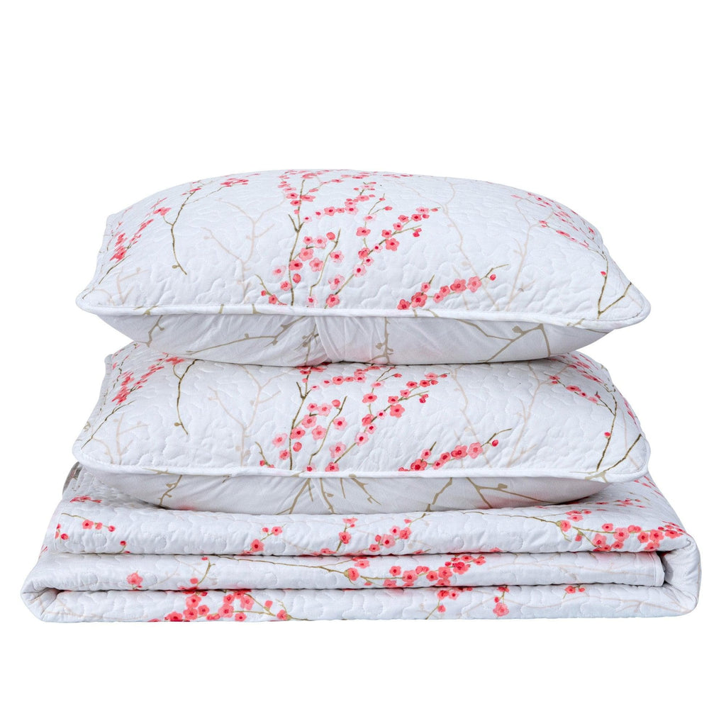 greatbayhome Quilts 3-Piece Floral Quilt - Sakura Collection Cherry Blossom Quilt Set | Sakura Collection by Great Bay Home