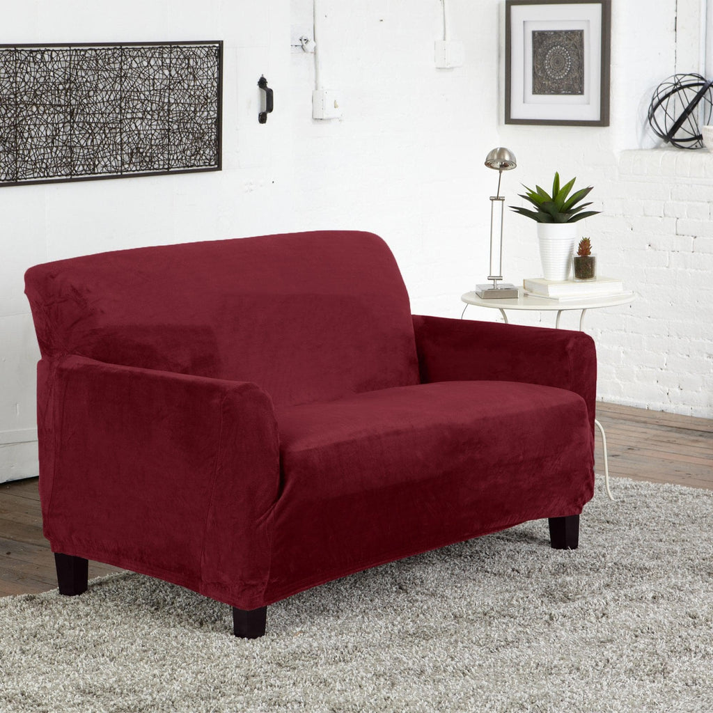 Toile print velvet form fit stretch slipcover from the Gale Collection at Great Bay Home