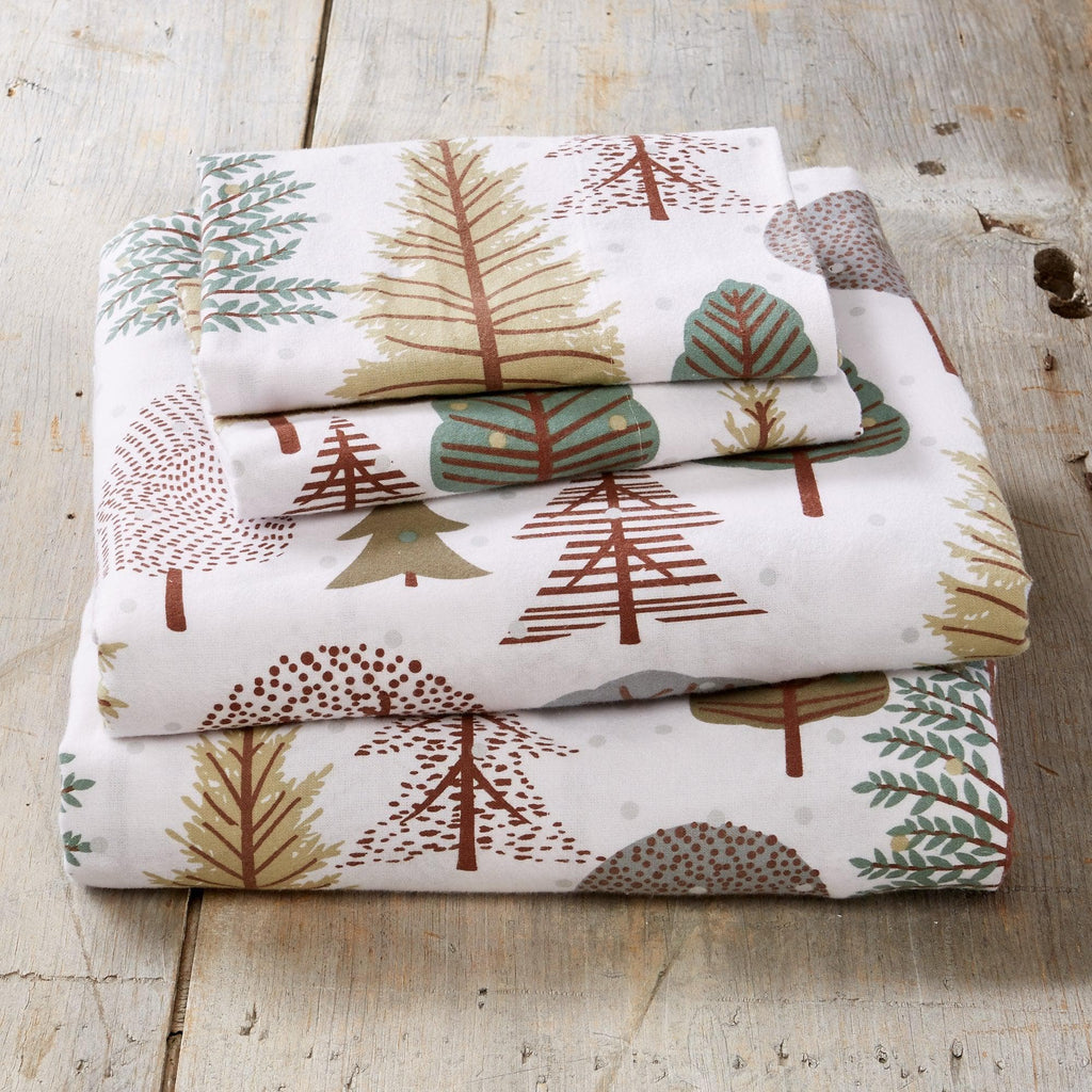 Great Bay Home Sheets Full / Snowy Forest 4-Piece Turkish Cotton Flannel Sheet - Stratton Collection 100% Cotton Flannel Sheet Set | Stratton Collection By Great Bay Home