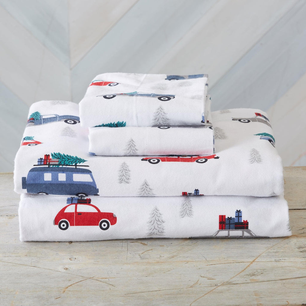 Great Bay Home Sheets King / Trees & Trucks 4-Piece Turkish Cotton Flannel Sheet - Stratton Collection 100% Cotton Flannel Sheet Set | Stratton Collection By Great Bay Home