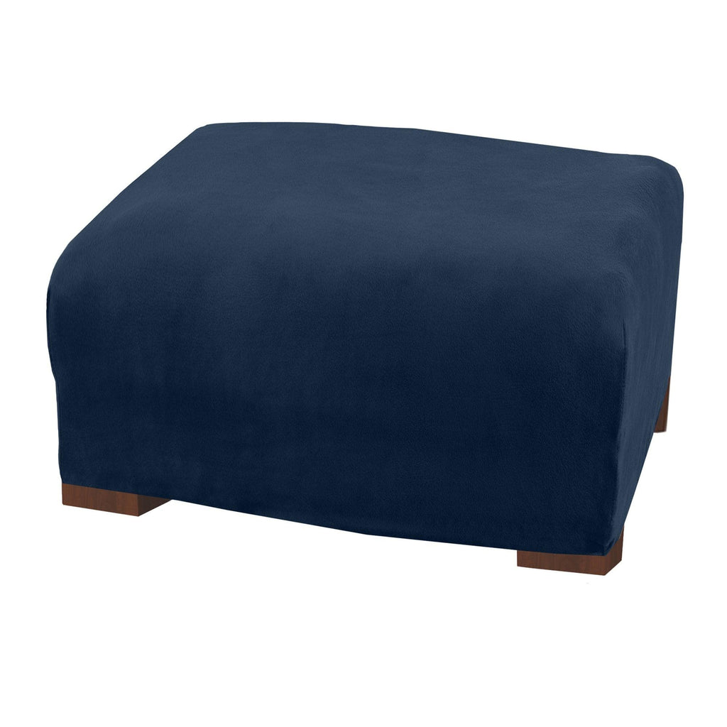 Great Bay Home Slipcovers Ottoman XL / Dark Denim Blue Velvet Stretch Slipcover - Gale Collection Velvet Form Fit Stretch Slipcovers | Gale Collection by Great Bay Home