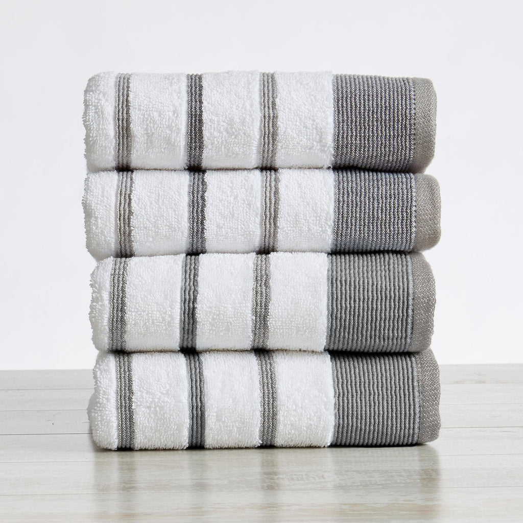 Great Bay Home Hand Towel (4-Pack) / Dark Grey / Light Grey 4 Pack Cotton Stripe Hand Towel - Noelle Collection 6-Piece Cotton Bath Towel | Noelle Collection by Great Bay Home