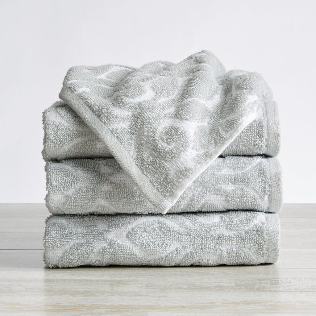 Great Bay Home Hand Towel (4-Pack) / White / Grey 4 Pack Jacquard Hand Towels - Cassie Collection 100% Cotton Jacquard Bath Towels | Cassie Collection by Great Bay Home