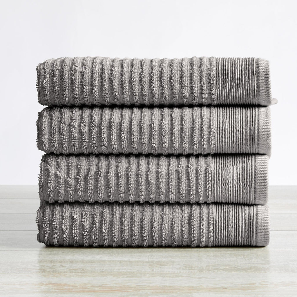 Great Bay Home Hand Towel (4-Pack) / Dark Grey 4 Pack Ribbed Hand Towels - Rori Collection 100% Cotton Ribbed Bath Towel | Rori Collection by Great Bay Home