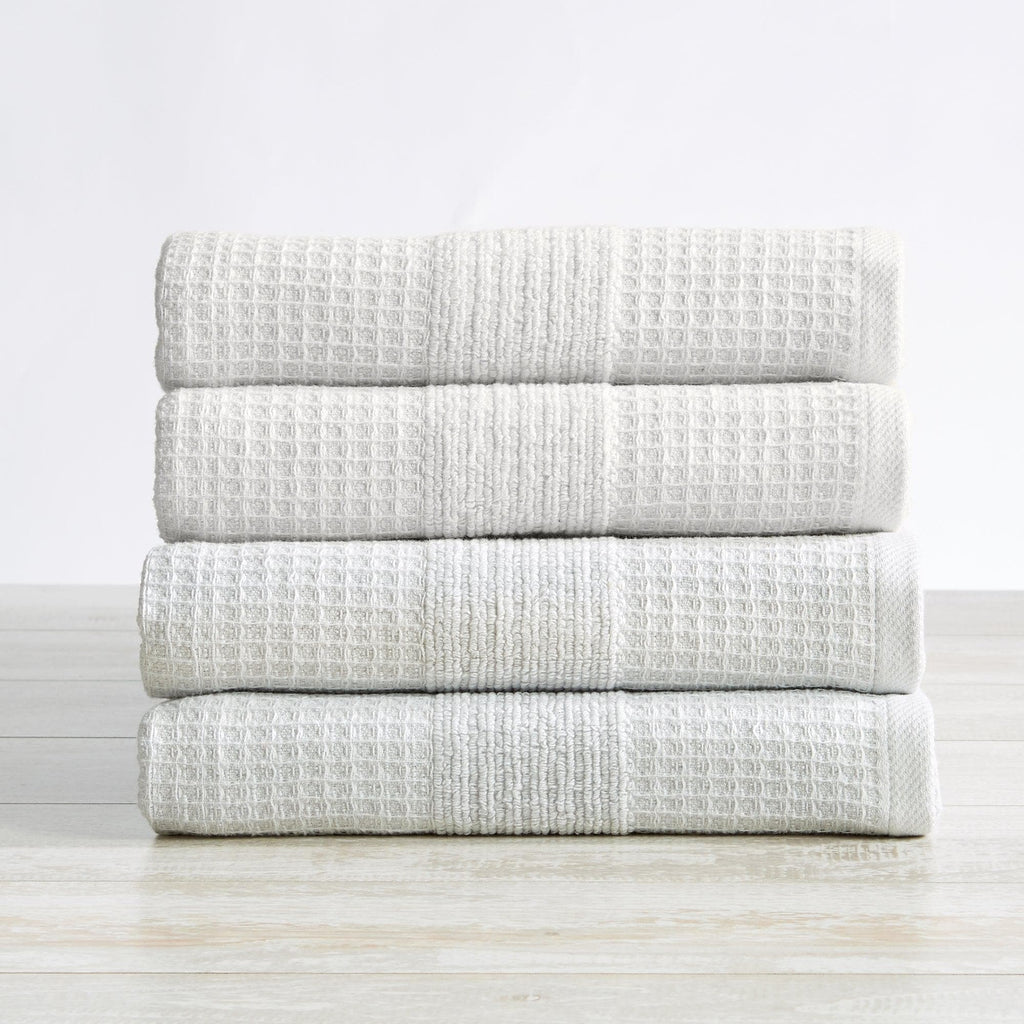 Great Bay Home Hand Towel (4-Pack) / Light Grey 4 Pack Waffle Weave Hand Towels - Soleia Collection