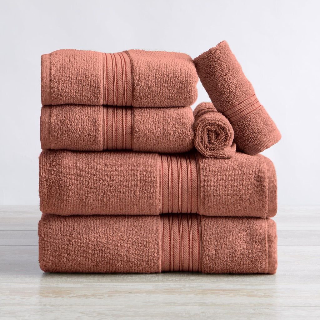 Great Bay Home Bath Towels 6 Piece Set / Desert Rose 6-Piece Cotton Bath Towel Set - Cooper Collection Soft 100% Cotton Quick Dry Bath Towels | Cooper Collection by Great Bay Home