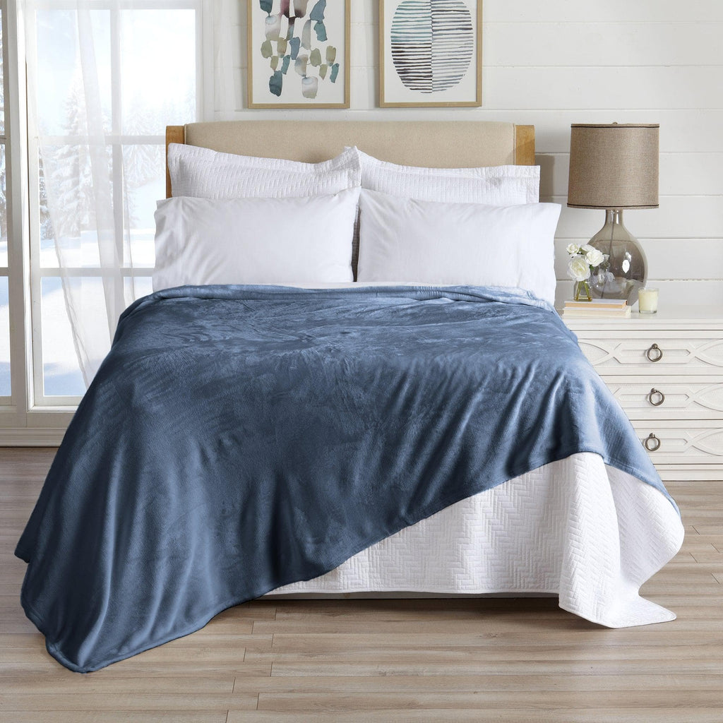 Great Bay Home Blankets Twin / Dark Denim Velvet Plush Blanket - Avianna Collection Ultra Velvet Plush Bed Blanket | Avianna Collection by Great Bay Home