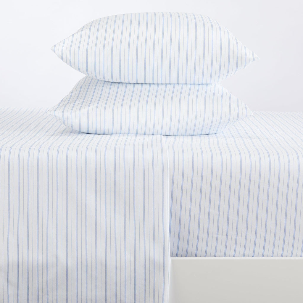Great Bay Home Queen / Sky Blue Microfiber Stripe Sheet Set - Adeline Collection Striped Microfiber Sheet Set | Adeline Collection by Great Bay Home
