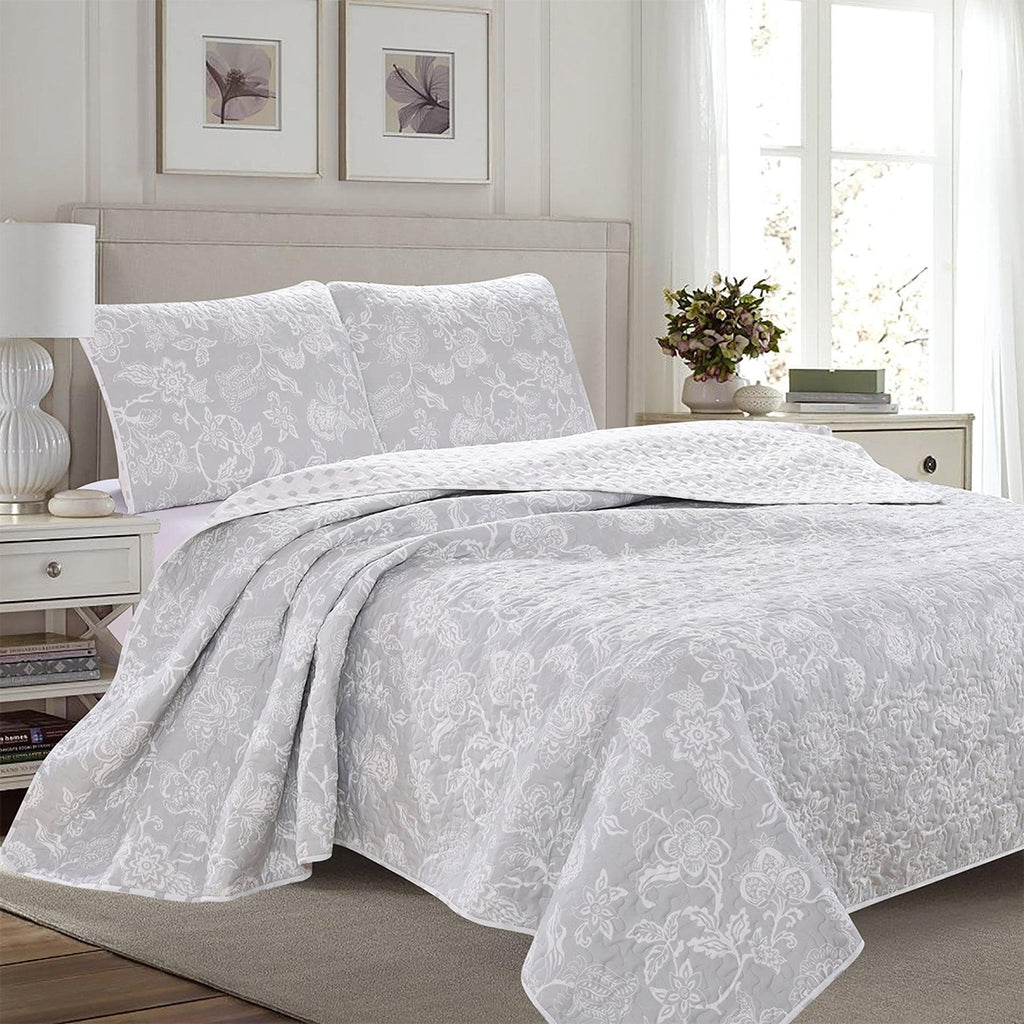 Great Bay Home Quilts 3-Piece Floral Quilt - Emma Collection Floral 3 Piece Quilt Set | Emma Collection by Great Bay Home