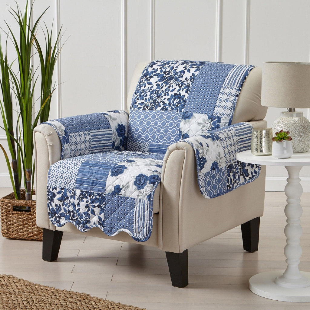 Great Bay Home Slipcovers Chair / Navy Reversible Furniture Protector - Langdon Collection Reversible Furniture Protector | Langdon Luxe Collection by Great Bay Home