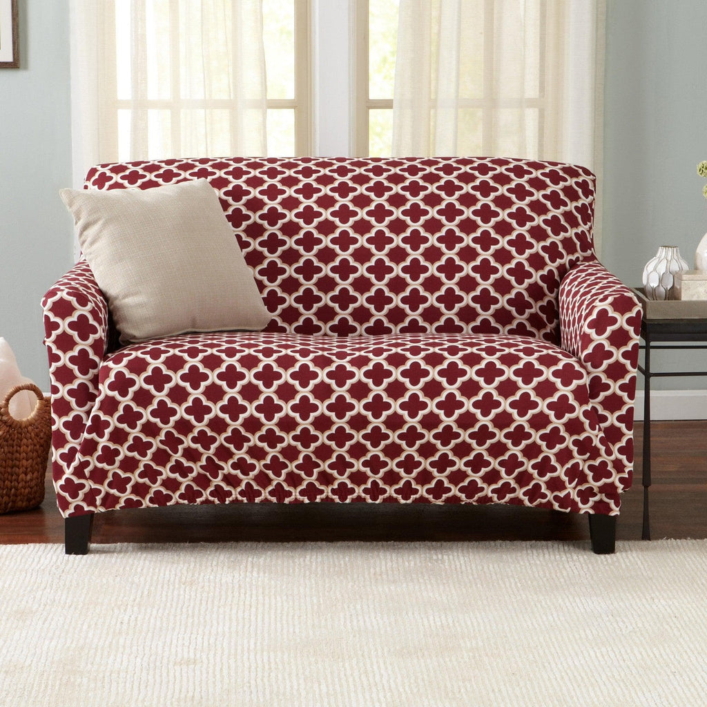 Great Bay Home Slipcovers Loveseat / Burgundy Twill Stretch Slipcover - Fallon Collection Strapless Stretch Slipcovers | Fallon Collection by Great Bay Home