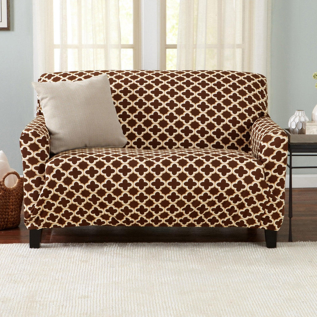 Great Bay Home Slipcovers Loveseat / Chocolate Twill Stretch Slipcover - Fallon Collection Strapless Stretch Slipcovers | Fallon Collection by Great Bay Home