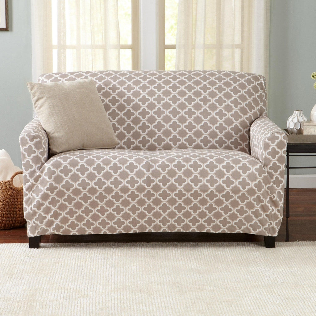 Great Bay Home Slipcovers Loveseat / Beige Twill Stretch Slipcover - Fallon Collection Strapless Stretch Slipcovers | Fallon Collection by Great Bay Home