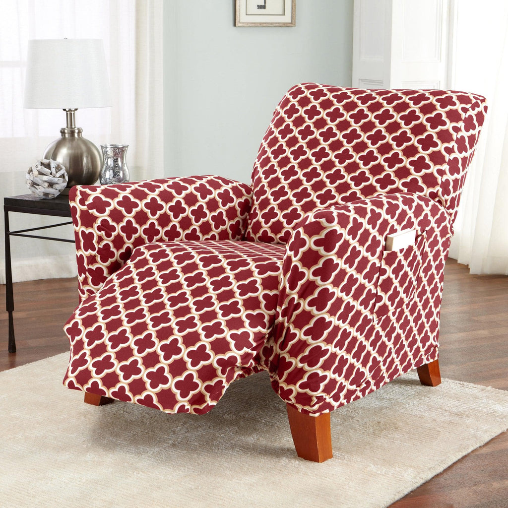 Great Bay Home Slipcovers Recliner / Burgundy Twill Stretch Slipcover - Fallon Collection Strapless Stretch Slipcovers | Fallon Collection by Great Bay Home