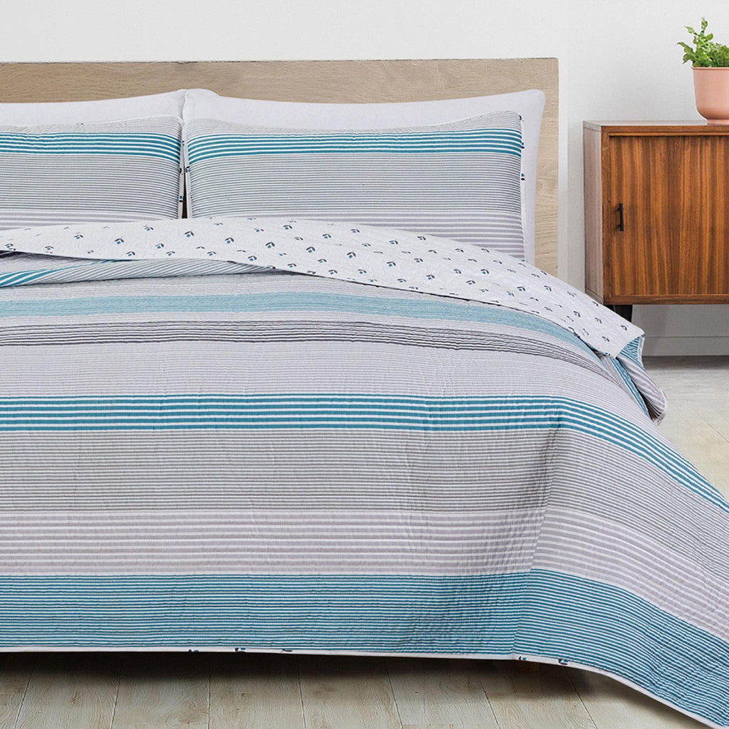 greatbayhome Quilts 3 Piece Striped Quilt Set - Bryce Collection 3 Piece Striped Quilt Set | Bryce Collection by Great Bay Home