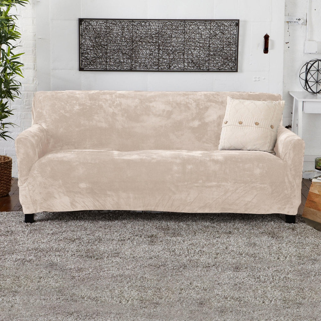 Great Bay Home Slipcovers Sofa / Silver Cloud Velvet Stretch Slipcover - Gale Collection Velvet Form Fit Stretch Slipcovers | Gale Collection by Great Bay Home