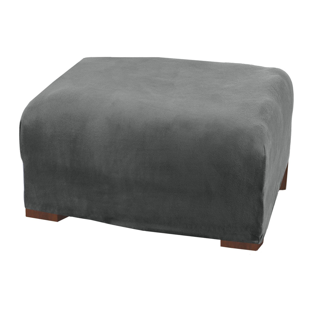 Great Bay Home Slipcovers Ottoman XL / Wild Dove Grey Velvet Stretch Slipcover - Gale Collection Velvet Form Fit Stretch Slipcovers | Gale Collection by Great Bay Home