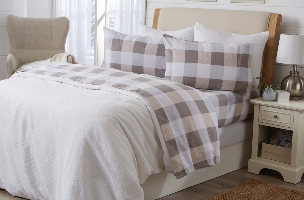 Brown and white -Turkish cotton flannel sheet set from Great bay Home