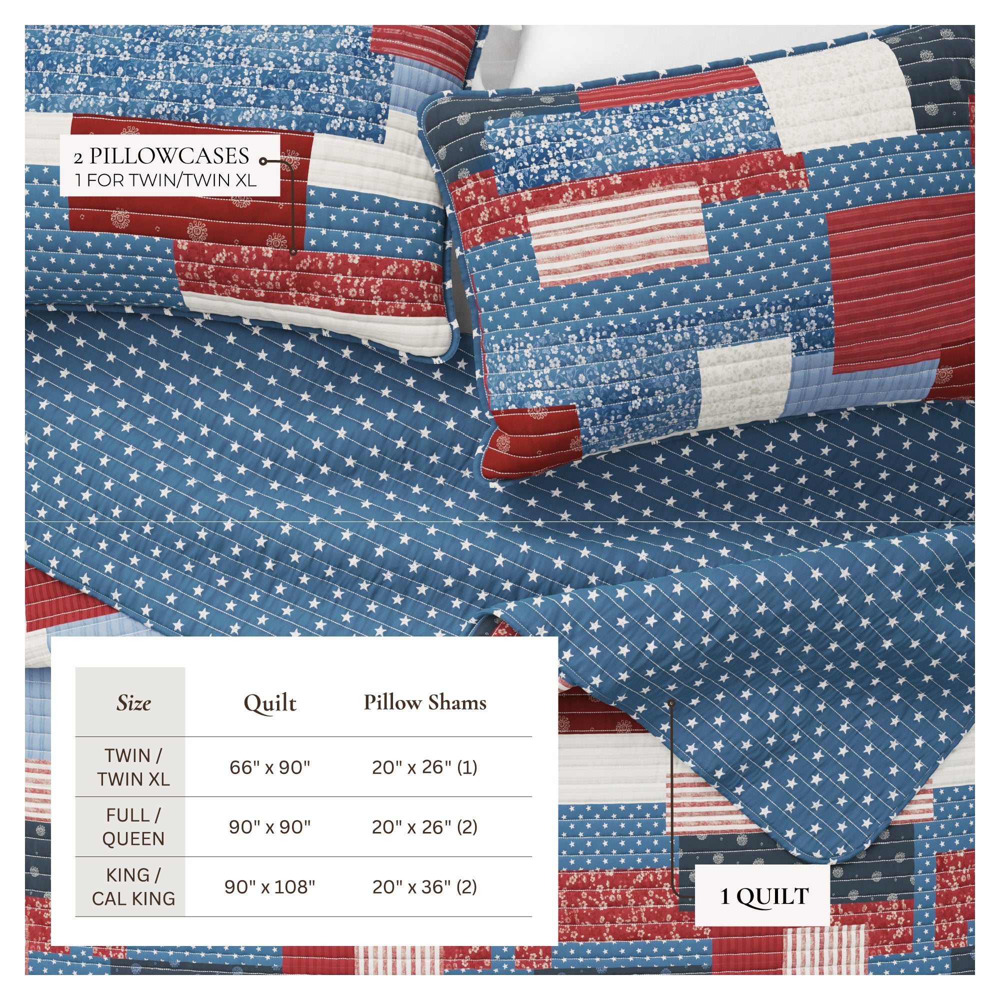 Victory Americana 3 Pc King Size Quilt, Black, Red, Khaki and Cream Victory Americana 3 Pc King Size Quilt, Black, Red, Khaki and Cream