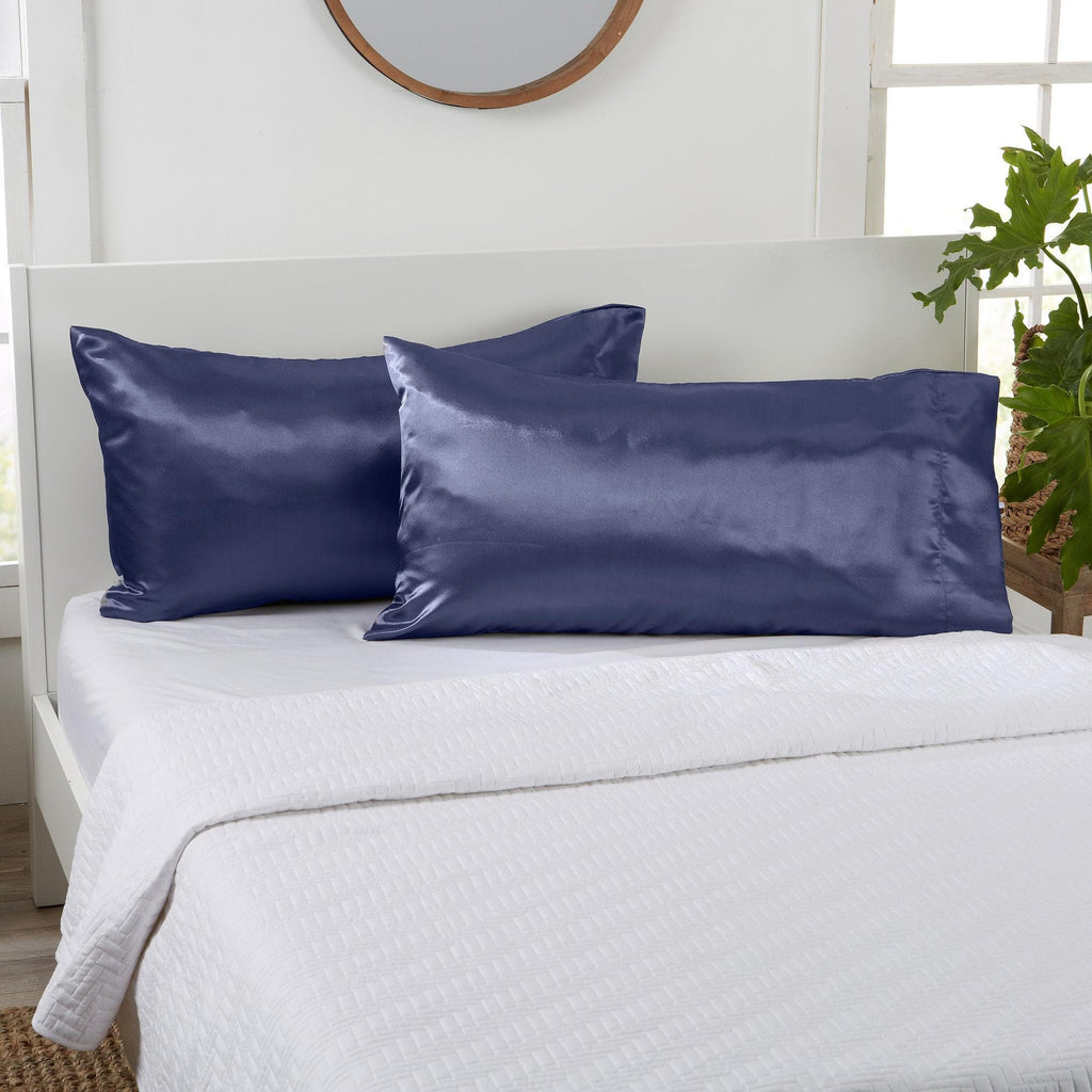 Great Bay Home Standard / Navy 2 Pack Sateen Pillowcase - Talia Collection
