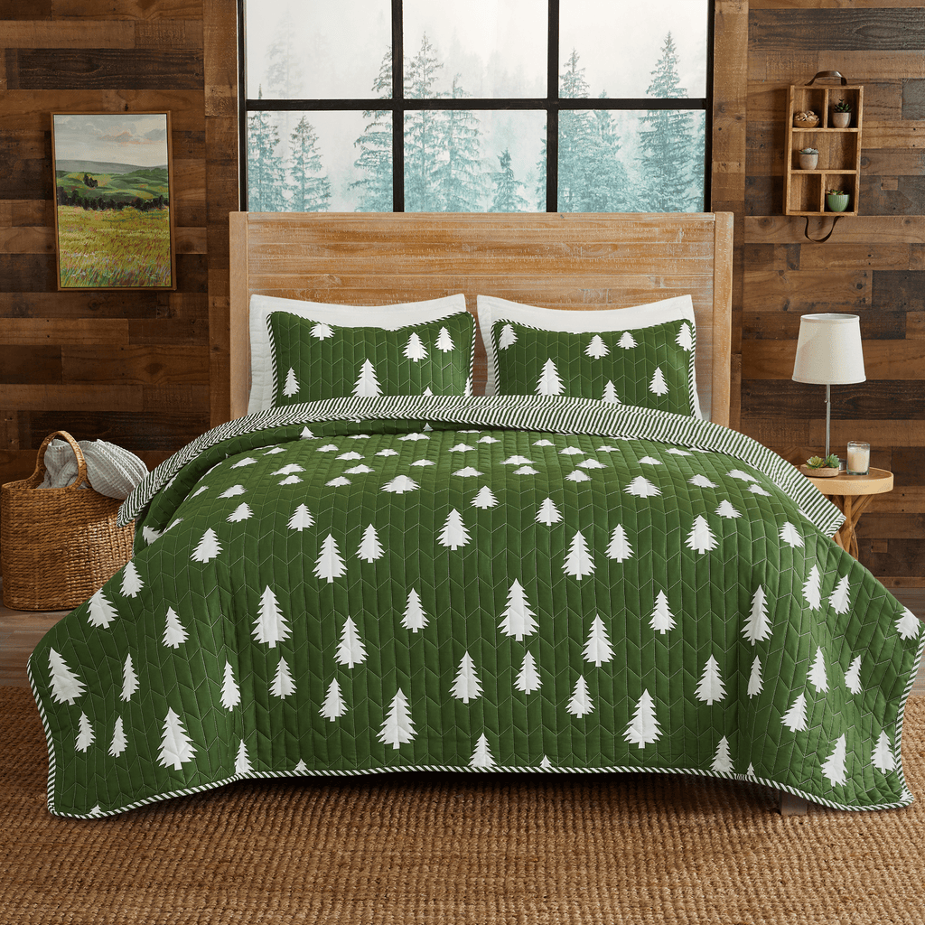 Great Bay Home Twin / Little Trees - Olive 3 Piece Lodge Printed Quilt - Arrowhead 3 Piece Lodge Printed Quilt Set | Arrowhead Collection by Great Bay Home