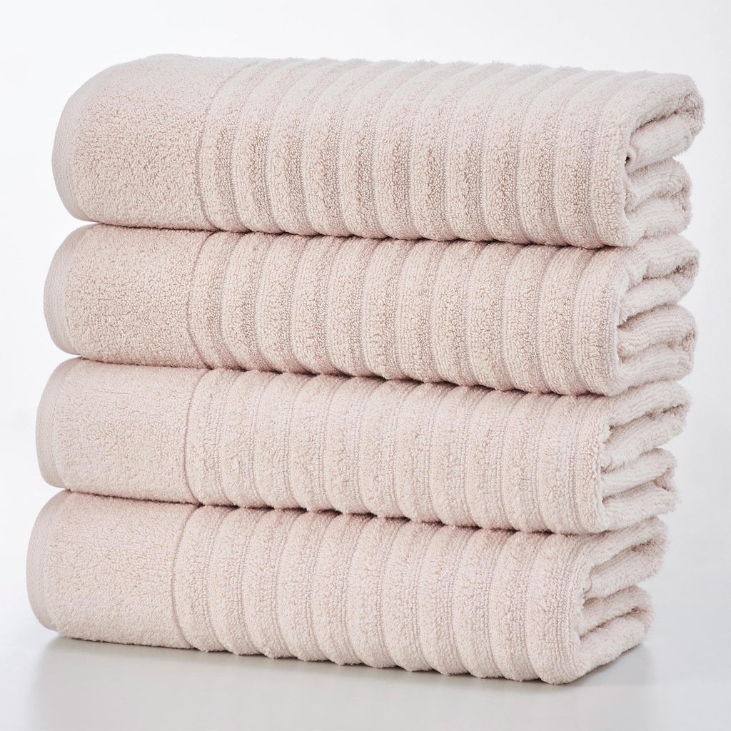 Great Bay Home Bath Towel (4-Pack) / Blush 4 Pack Combed Cotton Bath Towels - Karina Collection 100% Combed Cotton Ribbed Bath Towels | Karina Collection by Great Bay Home