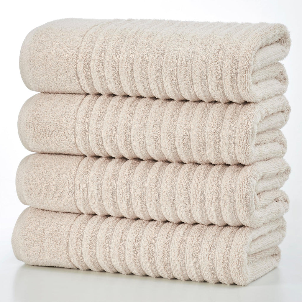 Great Bay Home Bath Towel (4-Pack) / Dune 4 Pack Combed Cotton Bath Towels - Karina Collection 100% Combed Cotton Ribbed Bath Towels | Karina Collection by Great Bay Home