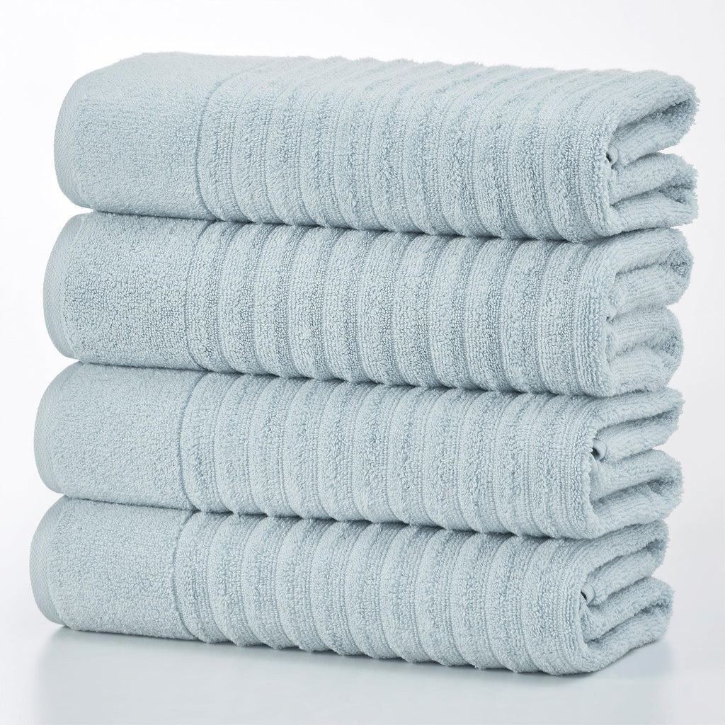 Great Bay Home Bath Towel (4-Pack) / Light Blue 4 Pack Combed Cotton Bath Towels - Karina Collection 100% Combed Cotton Ribbed Bath Towels | Karina Collection by Great Bay Home