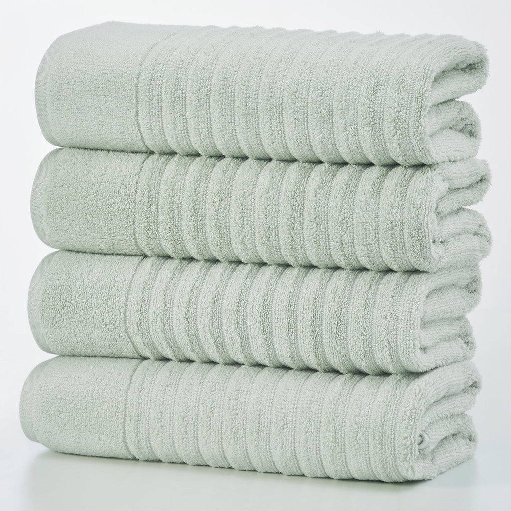 Great Bay Home Bath Towel (4-Pack) / Sage Green 4 Pack Combed Cotton Bath Towels - Karina Collection 100% Combed Cotton Ribbed Bath Towels | Karina Collection by Great Bay Home