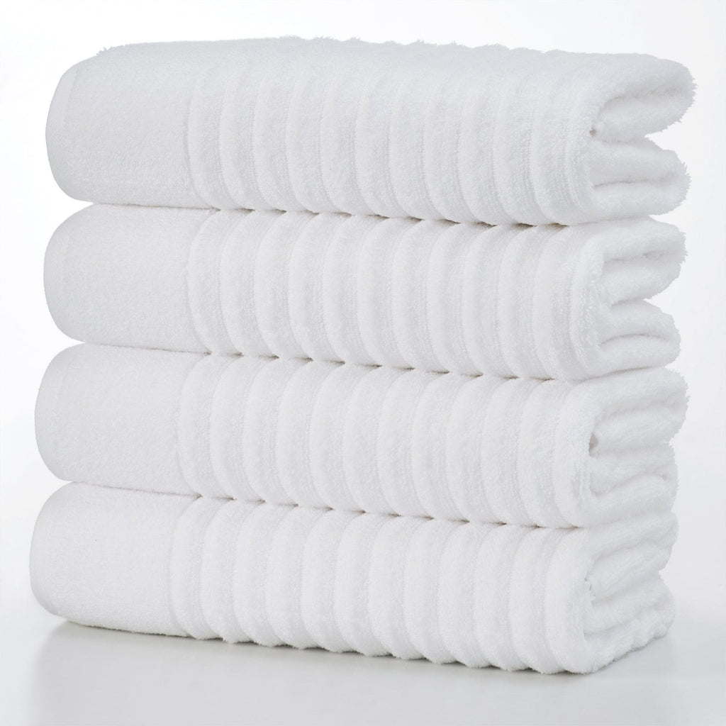 Great Bay Home Bath Towel (4-Pack) / White 4 Pack Combed Cotton Bath Towels - Karina Collection 100% Combed Cotton Ribbed Bath Towels | Karina Collection by Great Bay Home