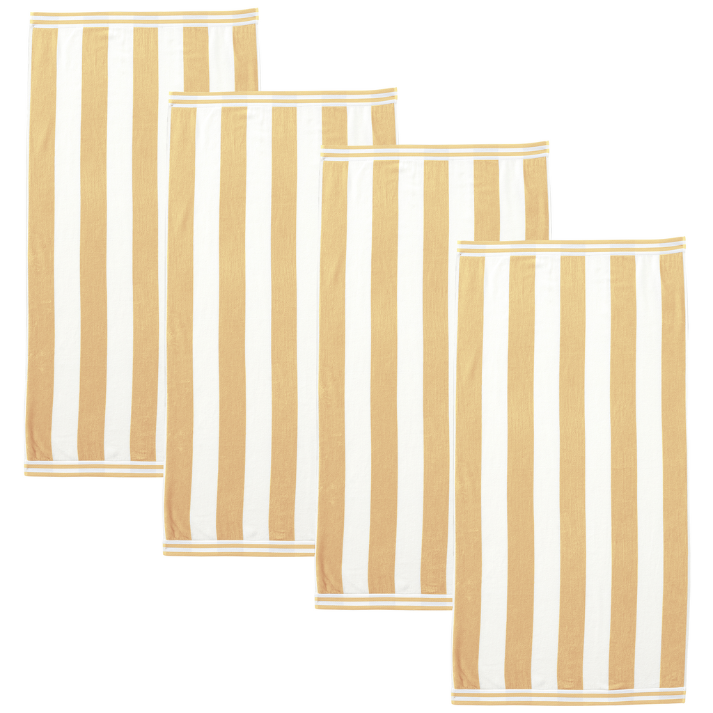 Great Bay Home 4 Pack - 30" x 60" / Sand 4 Pack Striped Cabana Beach Towel | Edgartown Collection by Great Bay Home 4 Pack Striped Cabana Beach Towel | Edgartown Collection by Great Bay Home