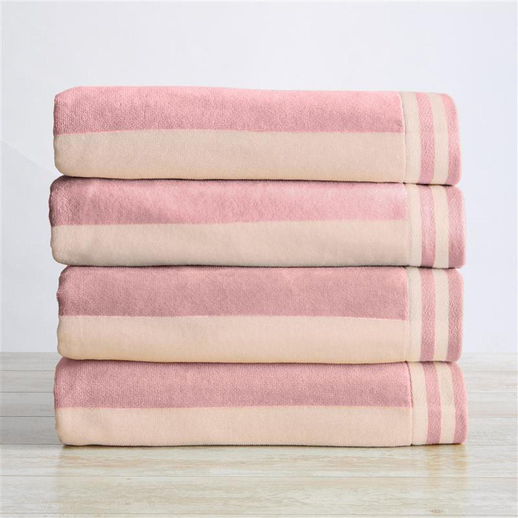 Great Bay Home 4 Pack- 30" x 60" / Dusty Rose 4 Pack Striped Cabana Beach Towel | Edgartown Collection by Great Bay Home