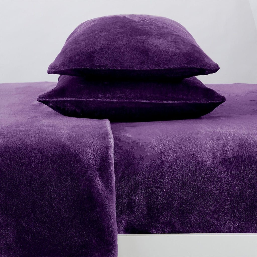 Great Bay Home Full / Purple 4-Piece Solid Jewel-Toned Plush Sheet - Velvet Luxe Collection 4-Piece Solid Jewel-Toned Plush Sheet | Velvet Luxe Collection By Great Bay Home