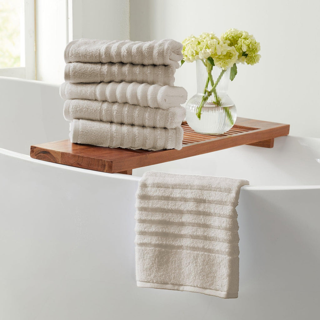 Great Bay Home Hand Towel (Pack of 6) / Dune 6 Pack Combed Cotton Hand Towels - Karina Collection 100% Combed Cotton Ribbed Bath Towels | Karina Collection by Great Bay Home