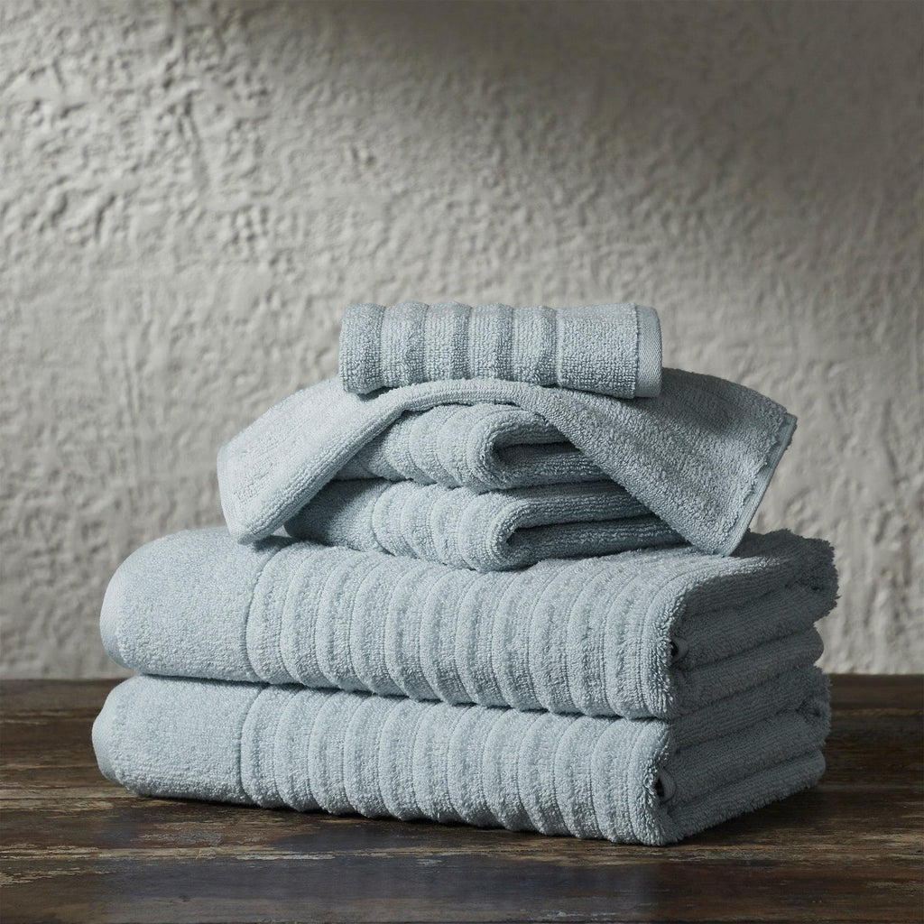 Great Bay Home 6 Piece Set / Light Blue 6 Piece Combed Cotton Bath Towels - Karina Collection 100% Combed Cotton Ribbed Bath Towels | Karina Collection by Great Bay Home