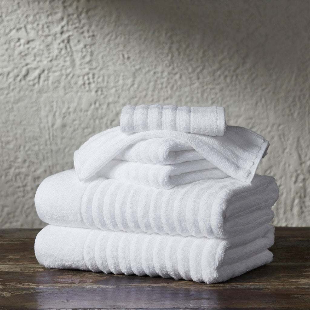 Great Bay Home 6 Piece Set / White 6 Piece Combed Cotton Bath Towels - Karina Collection 100% Combed Cotton Ribbed Bath Towels | Karina Collection by Great Bay Home