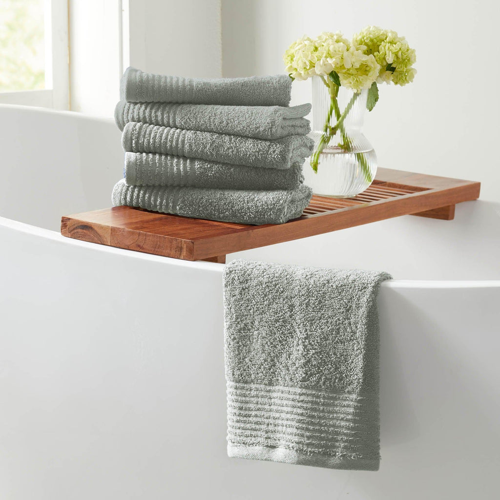 Great Bay Home Bath Towels 4 Pack Cotton Bath Towels - Kasper Collection 100% Cotton Ribbed Border Hand Towels | Kasper Collection by Great Bay Home