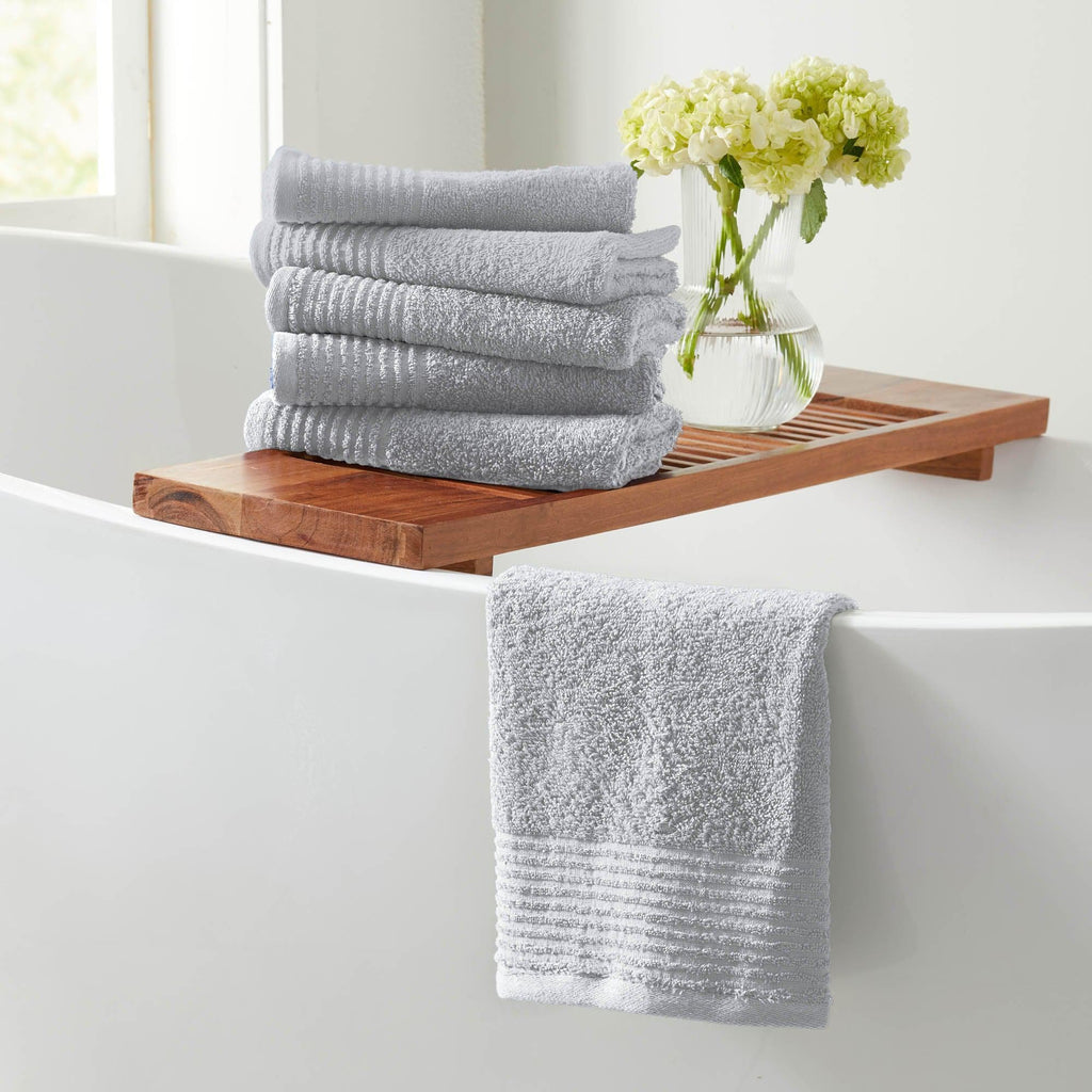 Great Bay Home Bath Towels 4 Pack Cotton Bath Towels - Kasper Collection 100% Cotton Ribbed Border Hand Towels | Kasper Collection by Great Bay Home