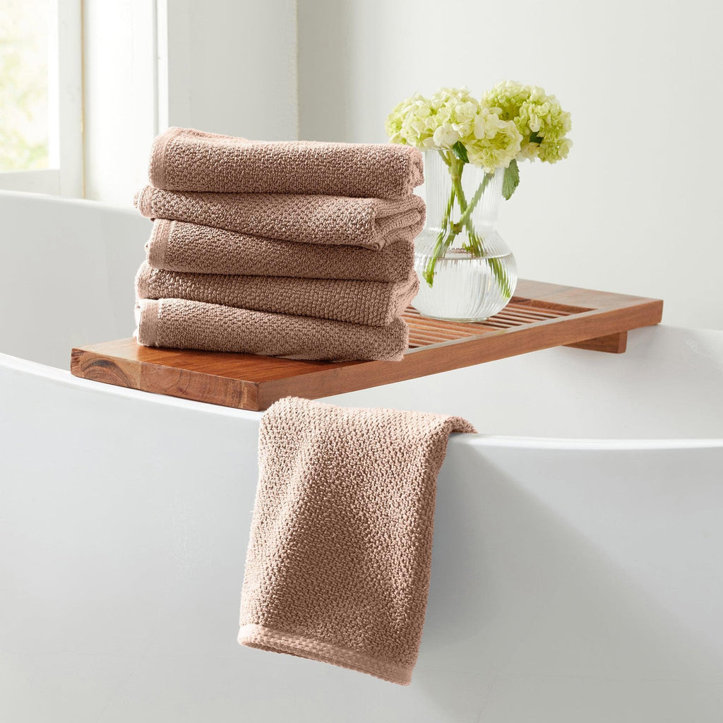 Great Bay Home Bath Towels 4 Pack Cotton Bath Towels - Kasper Collection 100% Cotton Ribbed Border Hand Towels | Kasper Collection by Great Bay Home