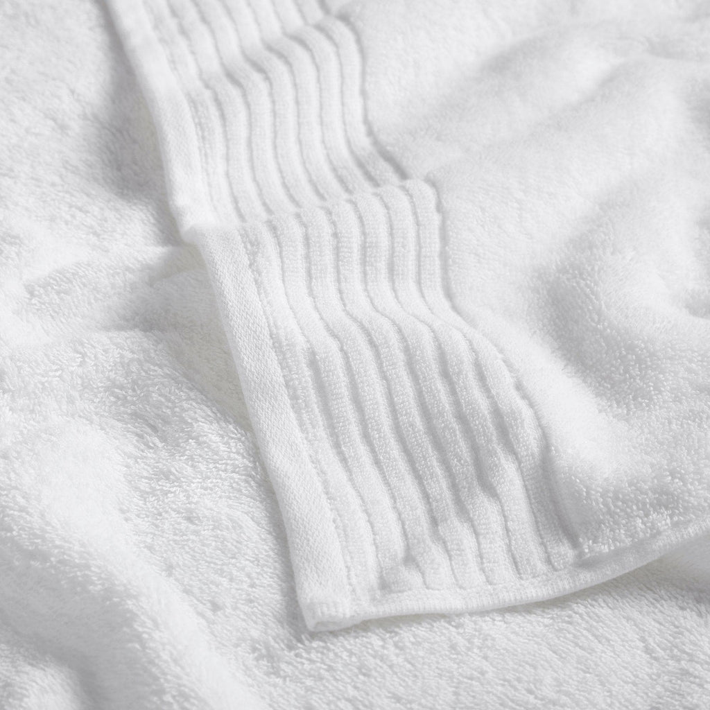 Great Bay Home Bath Towels 4 Pack Cotton Bath Towels - Kasper Collection 100% Cotton Ribbed Border Hand Towels | Kasper Collection by Great Bay Home