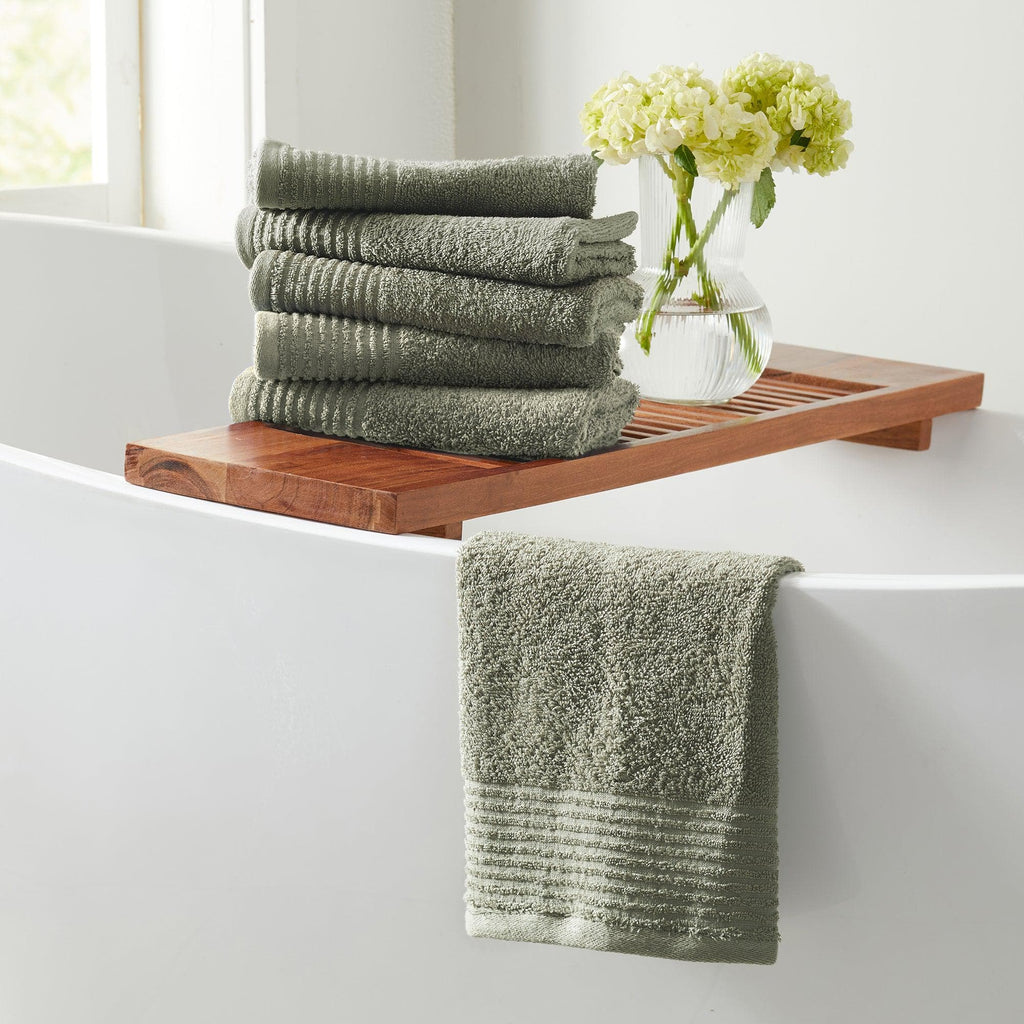 Great Bay Home Bath Towels 4 Pack Cotton Bath Towels - Kasper Collection 100% Cotton Ribbed Border Hand Towels | Kasper Collection by Great Bay Home